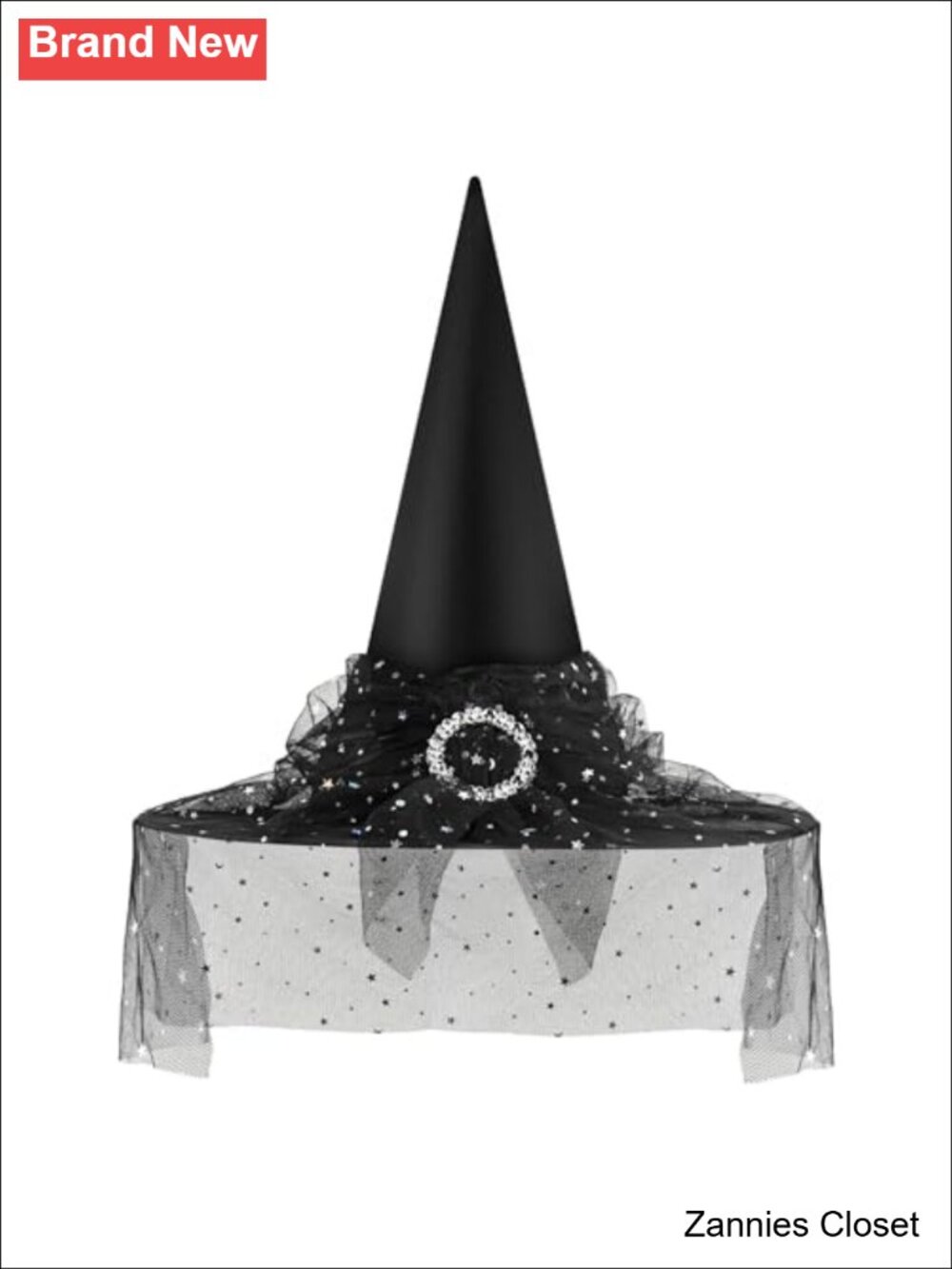 👻 Witch Hat Costume Accessory Lace Veil Buckle Cosplay Wizard Hat